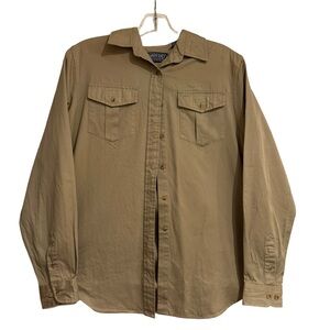 Vintage Lands’ End women’s Khaki Utility Safari Shirt 100% Cotton British HKmade